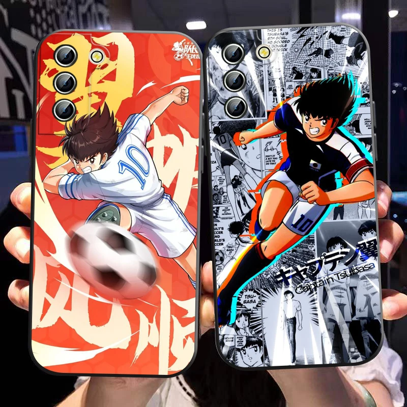 Anime Captain Tsubasa Phone Case For Samsung S24 S23 S22 S21 S20 FE S10 S10e Ultra Plus Lite Black Soft Cover