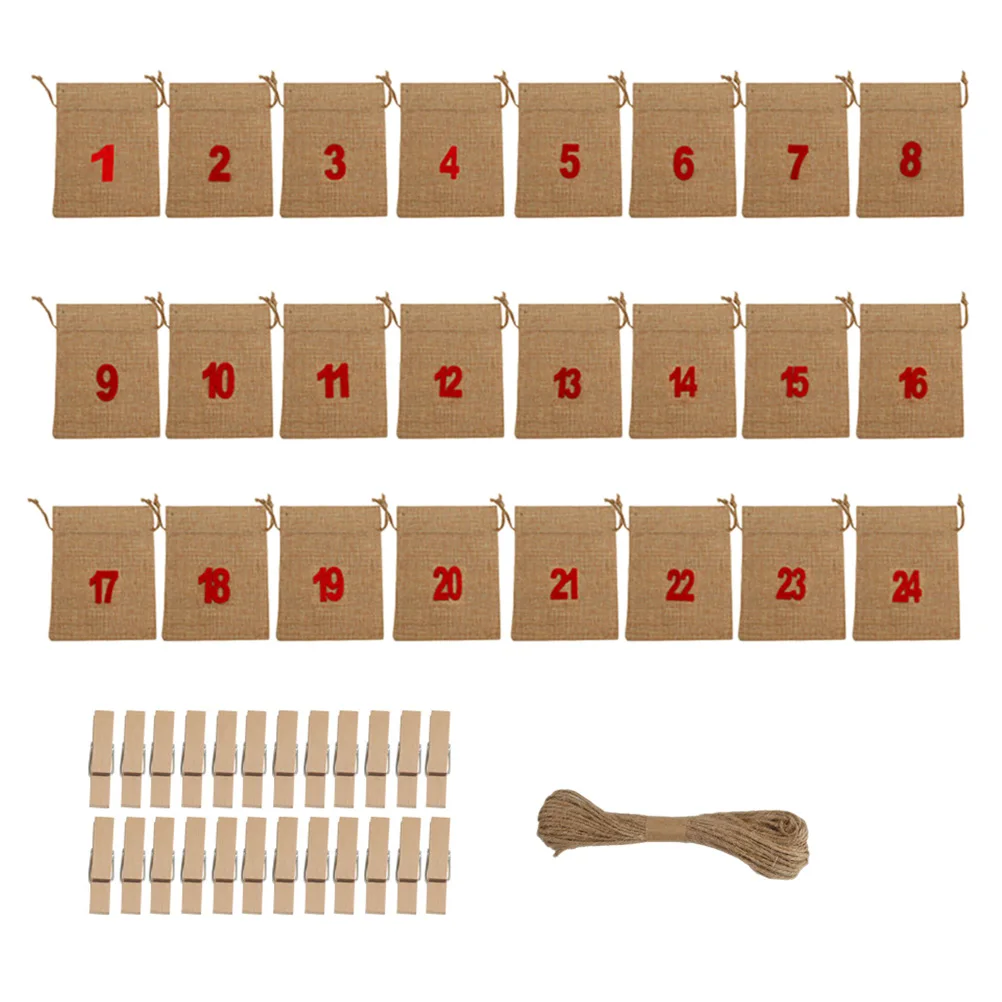 

24 Pcs Christmas Gift Bags C y Drawstring Linen Cloth Non woven Lining Party Jewelry Holiday Present Container