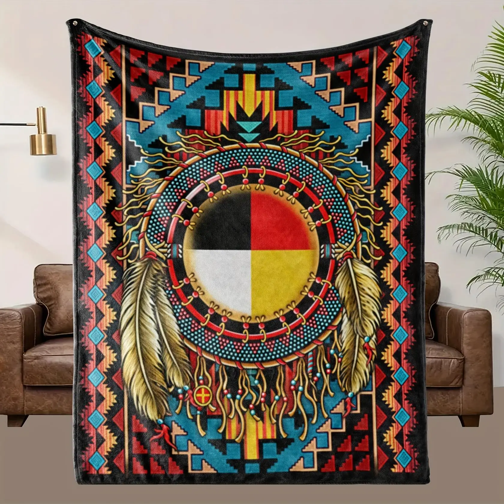 

Bohemian Aztec Print Flannel Blanket Soft for Sofa Bed Home Decor