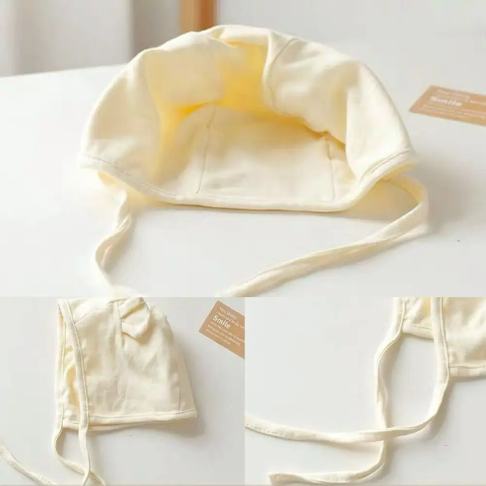 かわいい綿新生児キャップクマ耳通気性耳保護キャップ幼児ストラップ帽子ユニセックス