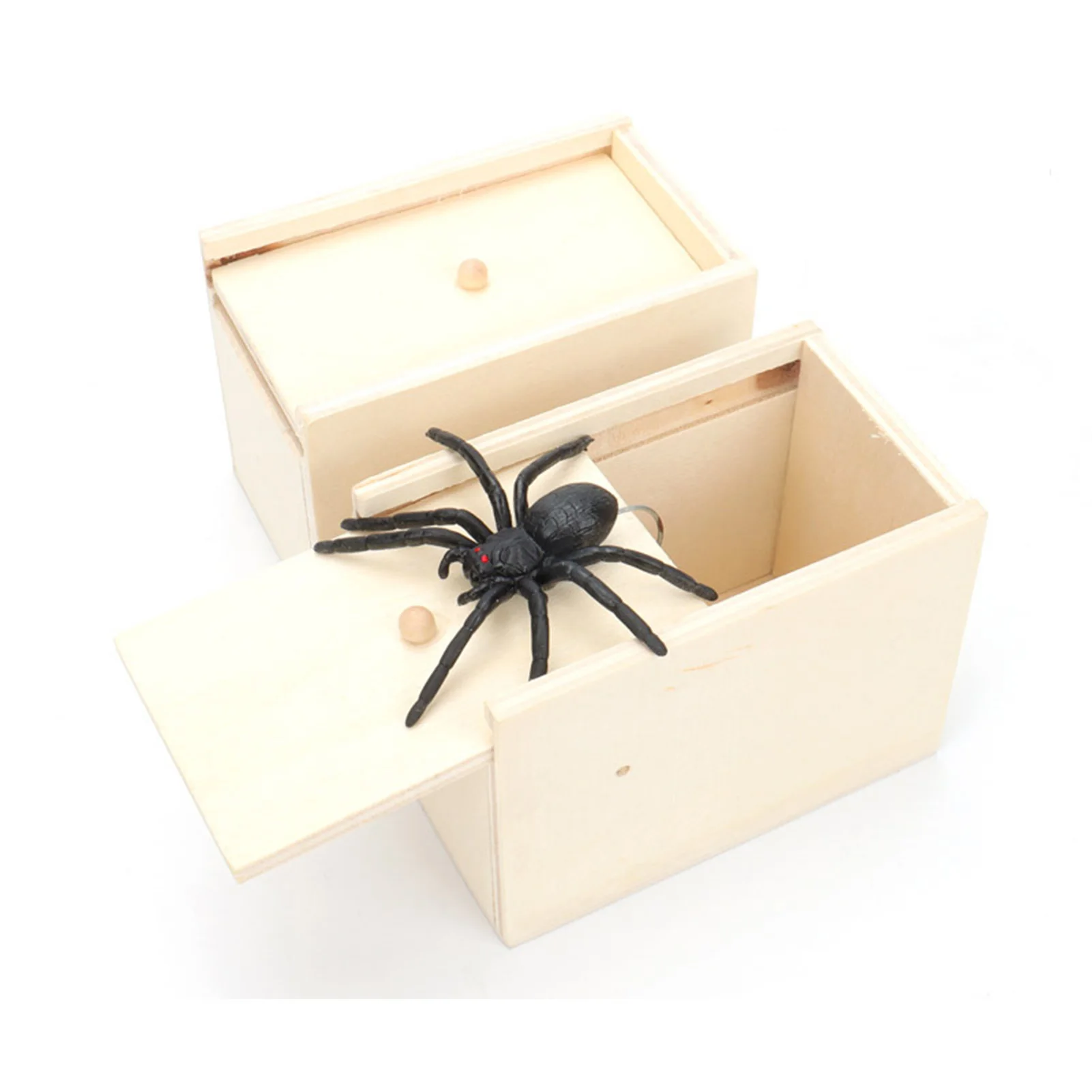 Wooden Box Spider Trick Toy Funny Play Joke Scare Toy Box Tricking Scaring People Toy for Halloween Holiday Scary Horror Toys