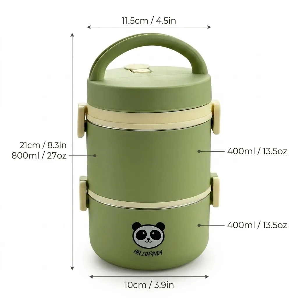Magnetronbestendige 304 roestvrijstalen bentobox, 2/3-laags, stapelbaar, thermische lunchbox, lekvrije voedselcontainer voor kinderen en volwassenen