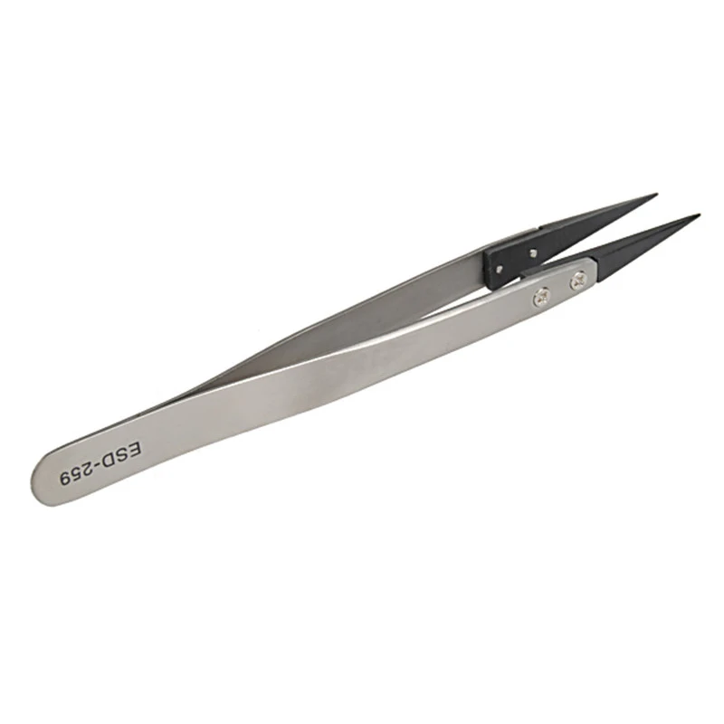 ESD 259 High Quality Handle Stainless Tweezers With 8Pcs Exchengeable Antistatic Plastic Tips Suit For Different Work