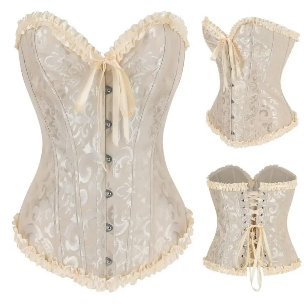 

Винтажный корсет на шнуровке, элегантный корсет с рюшами Y2K, корсет-бюстье с косточками, формирователь тела, бюстье с завышенной талией, топ для девочек