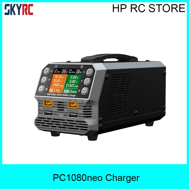 SKYRC PC1080neo Dual Channel Drone Battery Charger 6S LiPo LiHV 1080W 20A High Voltage Built in Resistor for Drone Accessories