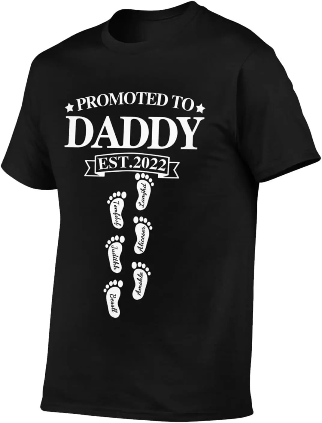 Personalized Mens Promoted to Daddy 2022 Funny Gift for New Dad First Time Dad T-Shirt Custom Child Names Tee