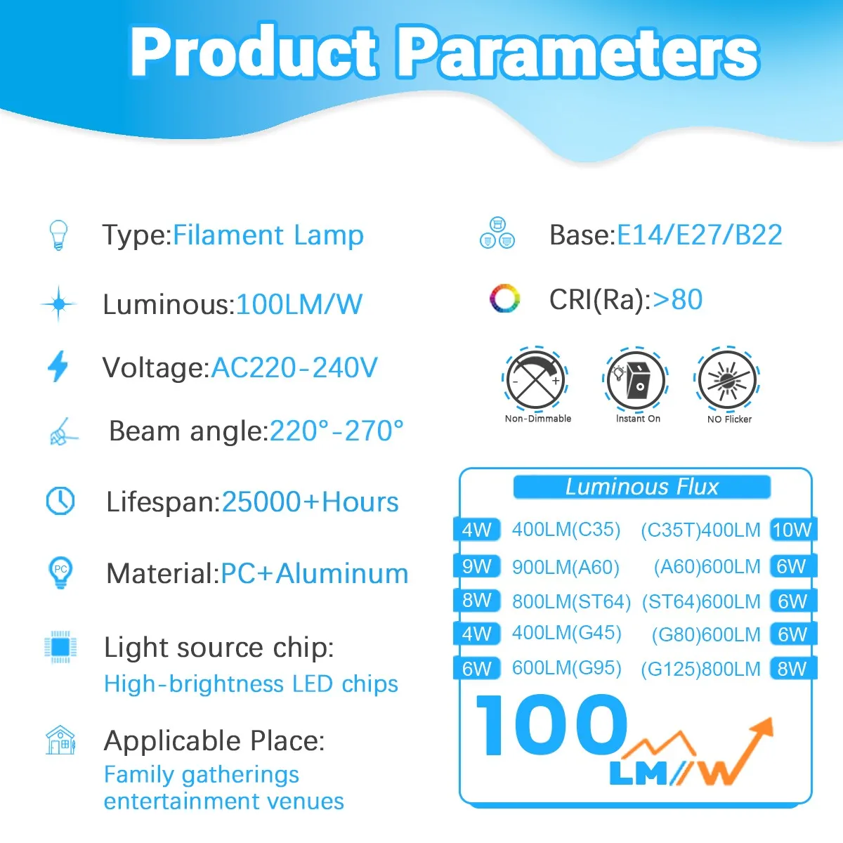 2 قطعة الرجعية اديسون ضوء لمبة E27 E14 B22 220 فولت A60 G45 ST64 G80 G95 G125 خيوط خمر أمبولة المتوهجة لمبة اديسون مصباح #2