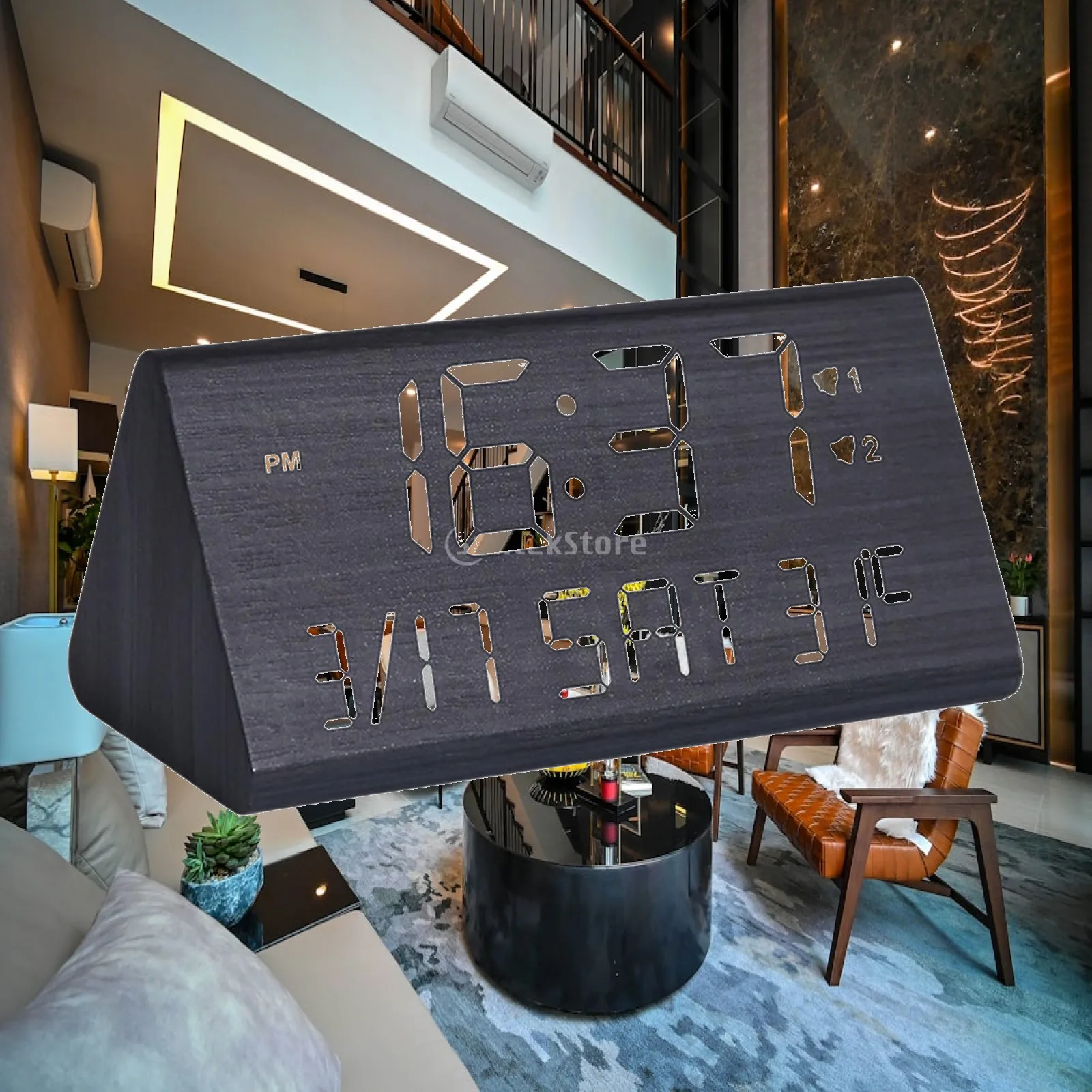 Modern Wooden Digital Alarm Clock with USB Charging LED Display Table Clock for Bedroom Desk and Living Room