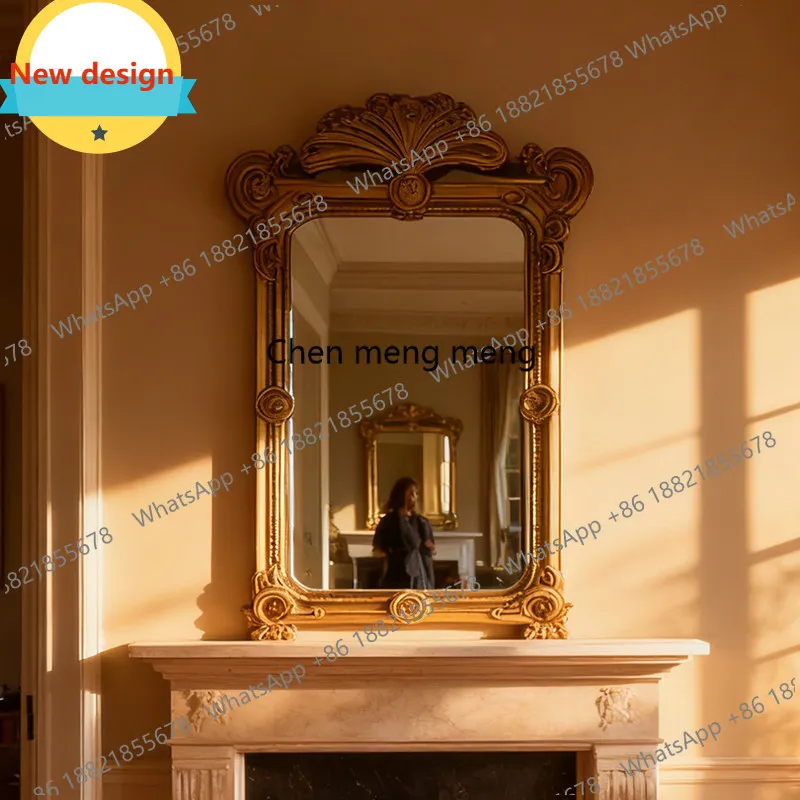 

c139 Vintage mirror French light luxury decorative mirror villa high-end fireplace mirror for home use