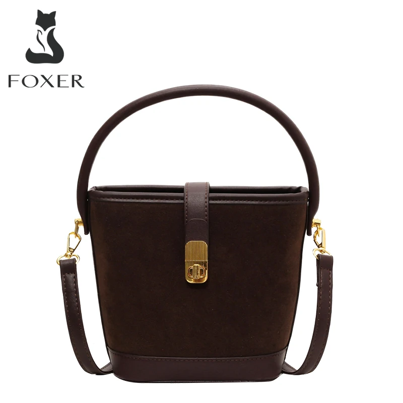 

FOXER Cute Crossbody Bucket Bag For Women PU Shoulder Bags Purse 2025 Lady Fashion Retro Girl's Handbag Bag Special Gift
