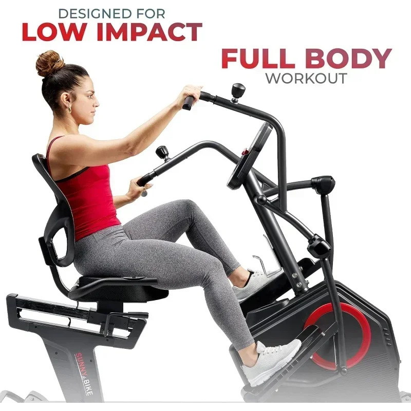 #   Sunny Health & Fitness Bicicleta elíptica de ejercicio para entrenamiento cruzado reclinado electromagnético con ejercitadores de brazo, asiento de fácil acceso y