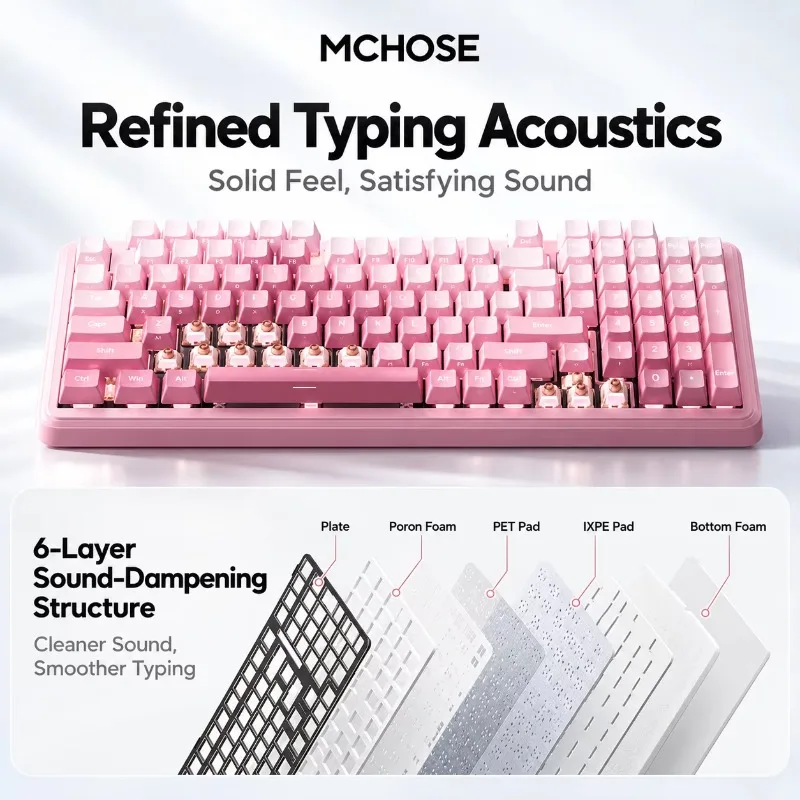Teclado sem fio MCHOSE K99 V3 com botão multifuncional, bateria de 10000mAh, dupla resolução 8K, iluminação RGB 360, mecanismo de gaxeta, para PC, laptop e gamers.