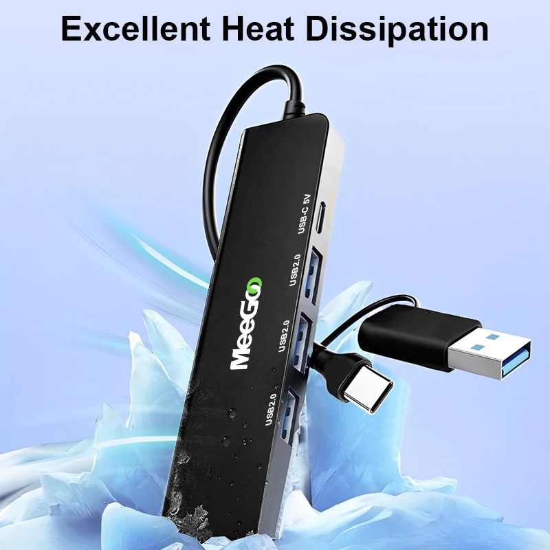 HUB USB C 5 en 2, Tipo C a USB 3.0, PD 65W, Adaptador Divisor Multi USB OTG para Lenovo Macbook Pro, Accesorios de Computadora 2026