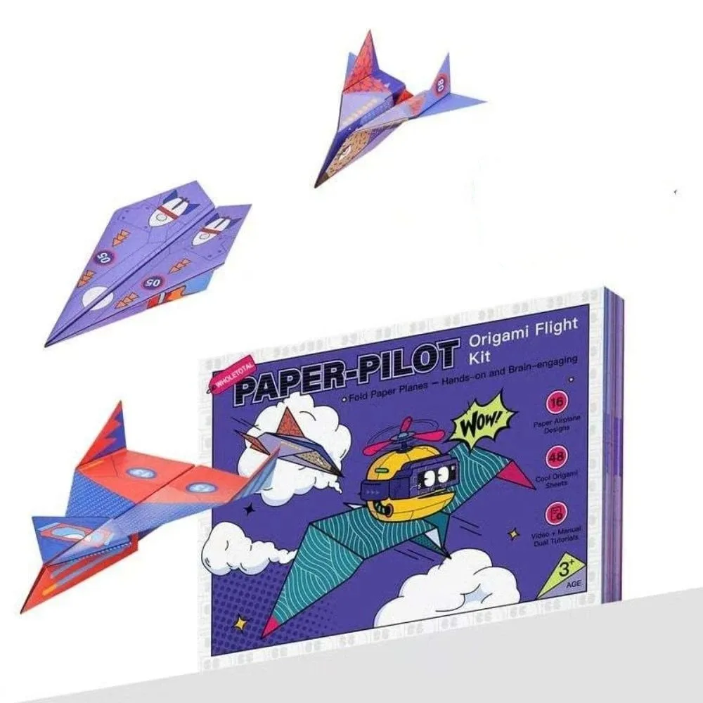 Avião de papel artesanal origami montessori, avião dobrável, conjunto de origami, desenho 3d, brinquedo versátil de aeronave de papel