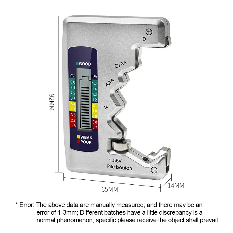 Đa Năng Kỹ Thuật Số Kiểm Tra Pin LCD AA/AAA/9V/1.5V Tế Bào Nút Dung Lượng Pin Kiểm Tra Đầu Báo điện Dung Công Cụ Chẩn Đoán