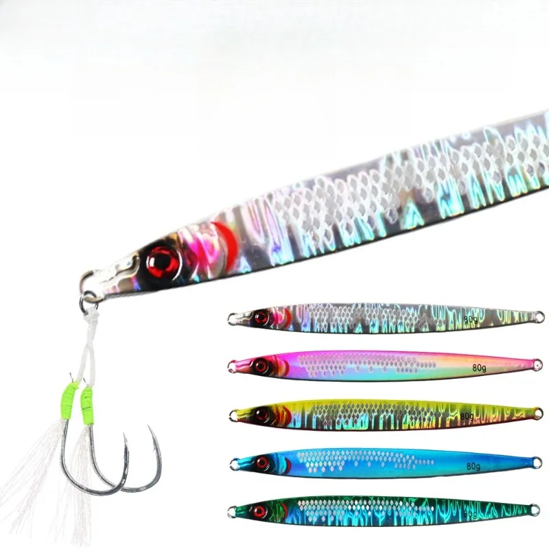 

1pcs New JIG Xiaoyulin Speed Sinking Laser Lead Fish Plate 80g 100g 120g Compared To Tuna Mackerel Chapter Red Green and Sweet