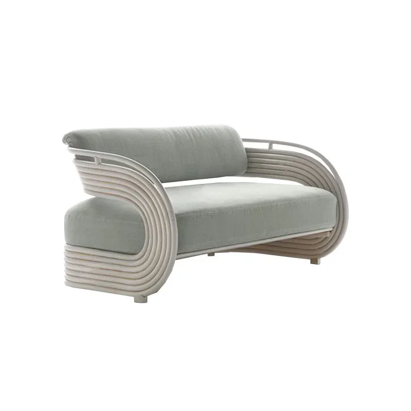 Rattan fabric leisure sofa, living room natural rattan sofa, balcony bed and breakfast sitting area double