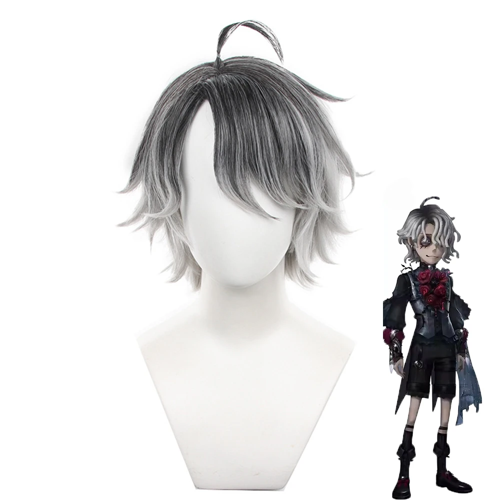 

Patient Emil Cosplay Wig 30cm Short Black Silver White Gradient Heat Resistant Synthetic Anime Wigs