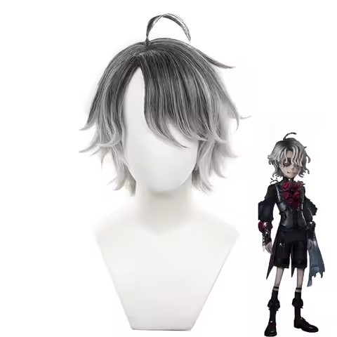 Patient Emil Cosplay Wig 30cm Short Black Silver White Gradient Heat Resistant Synthetic Anime Wigs