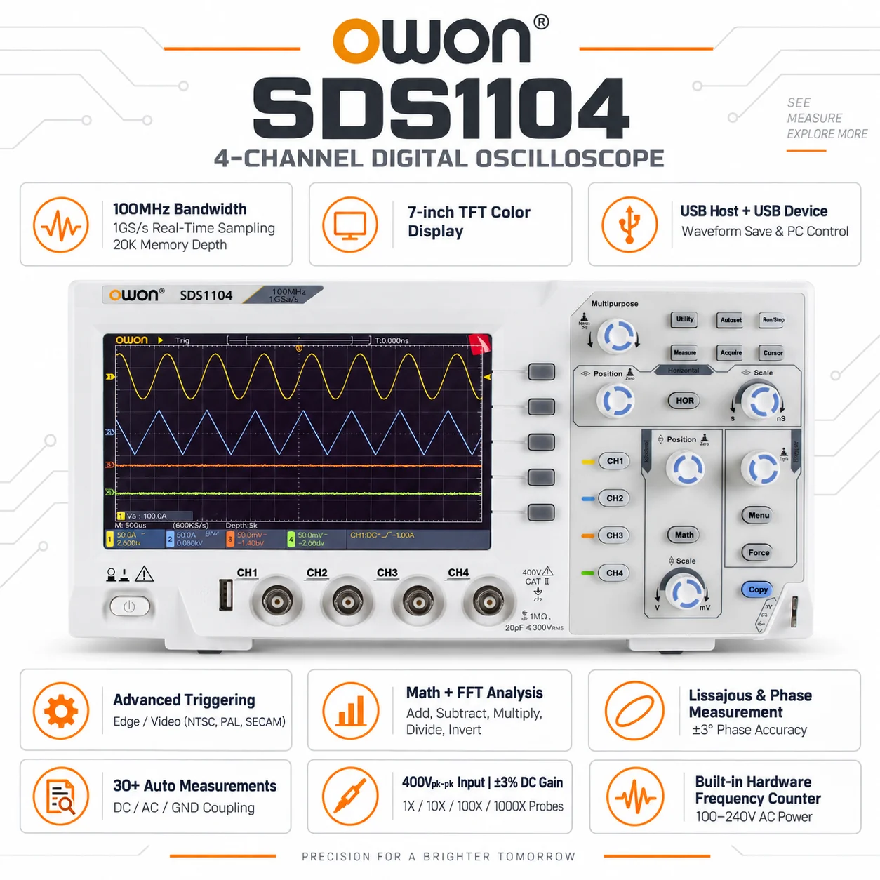 OWON SDS1022 SDS1102 SDS1202 S - Digital Storage Oscilloscope 100Mhz avis et prix