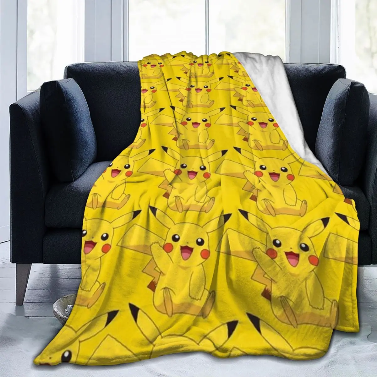 مخصص P-Pikachus الكرتون بطانية دافئة الصوف لينة الفانيلا رمي البطانيات لغرفة النوم أريكة السفر ربيع الخريف