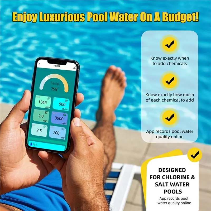 N75R-フローティングプール水質テスター 7 in 1 Tuya Zigbee Wifi ソーラーインテリジェント塩素計 PH ORP 温度計