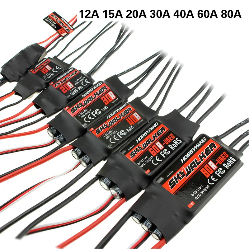 Original Hobbywing Skywalker 12A 20A 30A 40A 50A 60A 80A 100A V2 controlador ESC de velocidad con UBEC para avión helicóptero RC