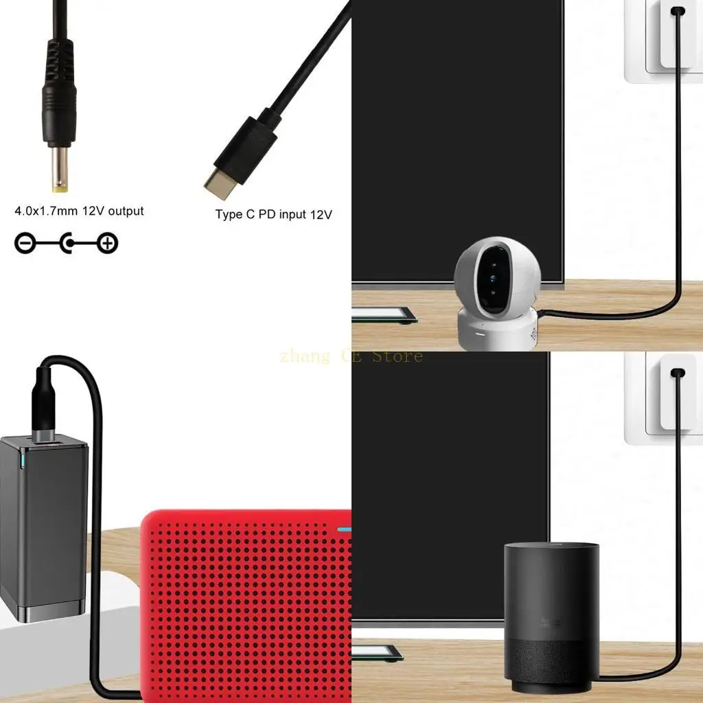 M5TD USB C/Type-C PD to 12V 4.0x1.7mm Converter Cable Power Cord for Most 12V Devices