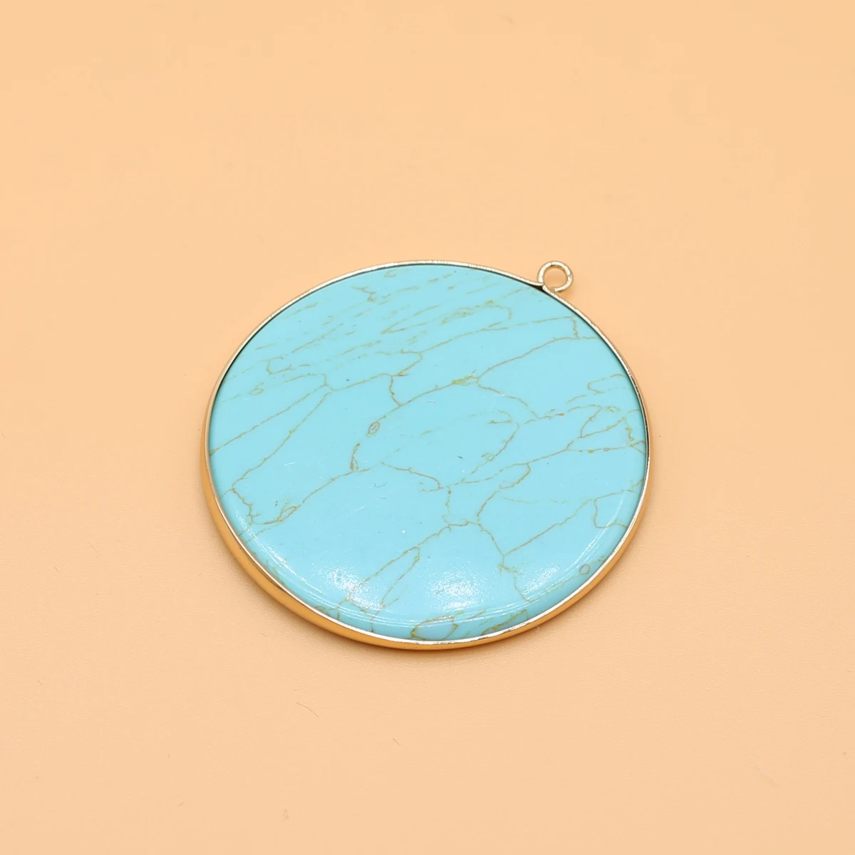 Natural Stone Pendants Big Round Disc Shape Turquoise Crystal for Jewelry Making Diy Women Necklace Earring Gifts