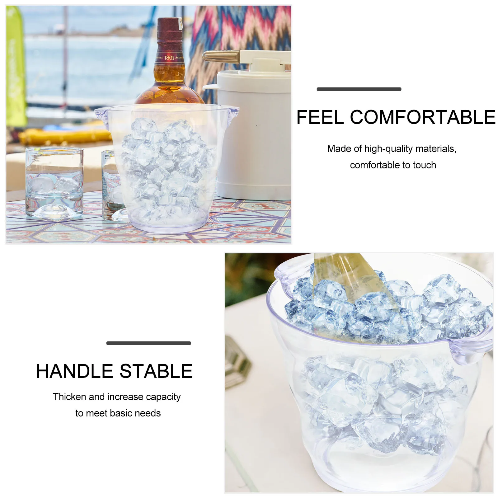 

Transparent 4L Bucket Ice Cooler for Beer Bottle Party Bar KTV Cooling Storage Solution Ice Bucket