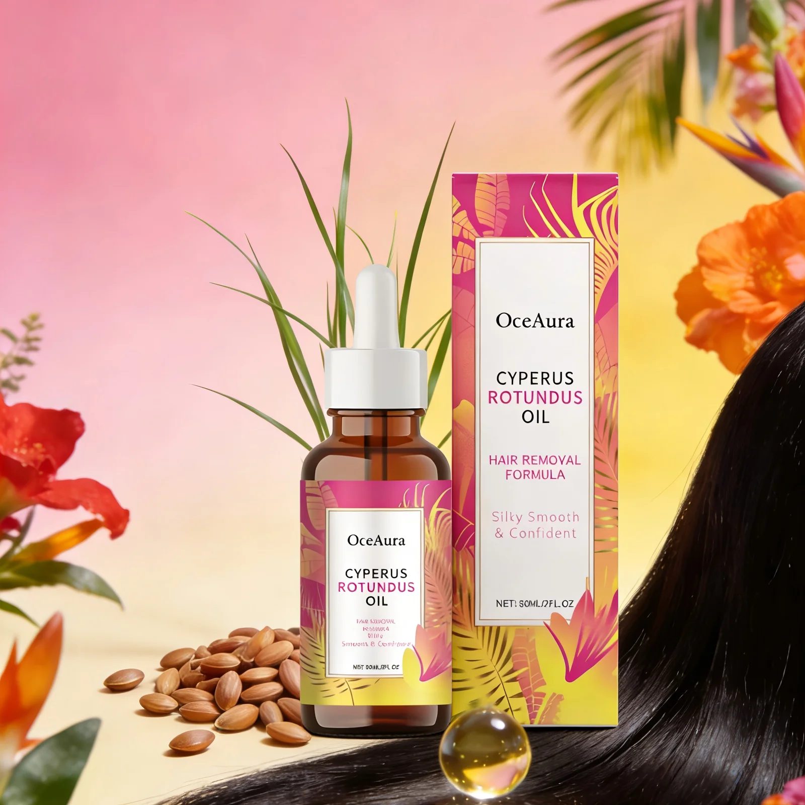 OceAura Cyperus Rotundus Oil for Hair Removal Moisturizing Skin Care Inhibits Body Hair Growth Refreshing Woman After Shave Oil