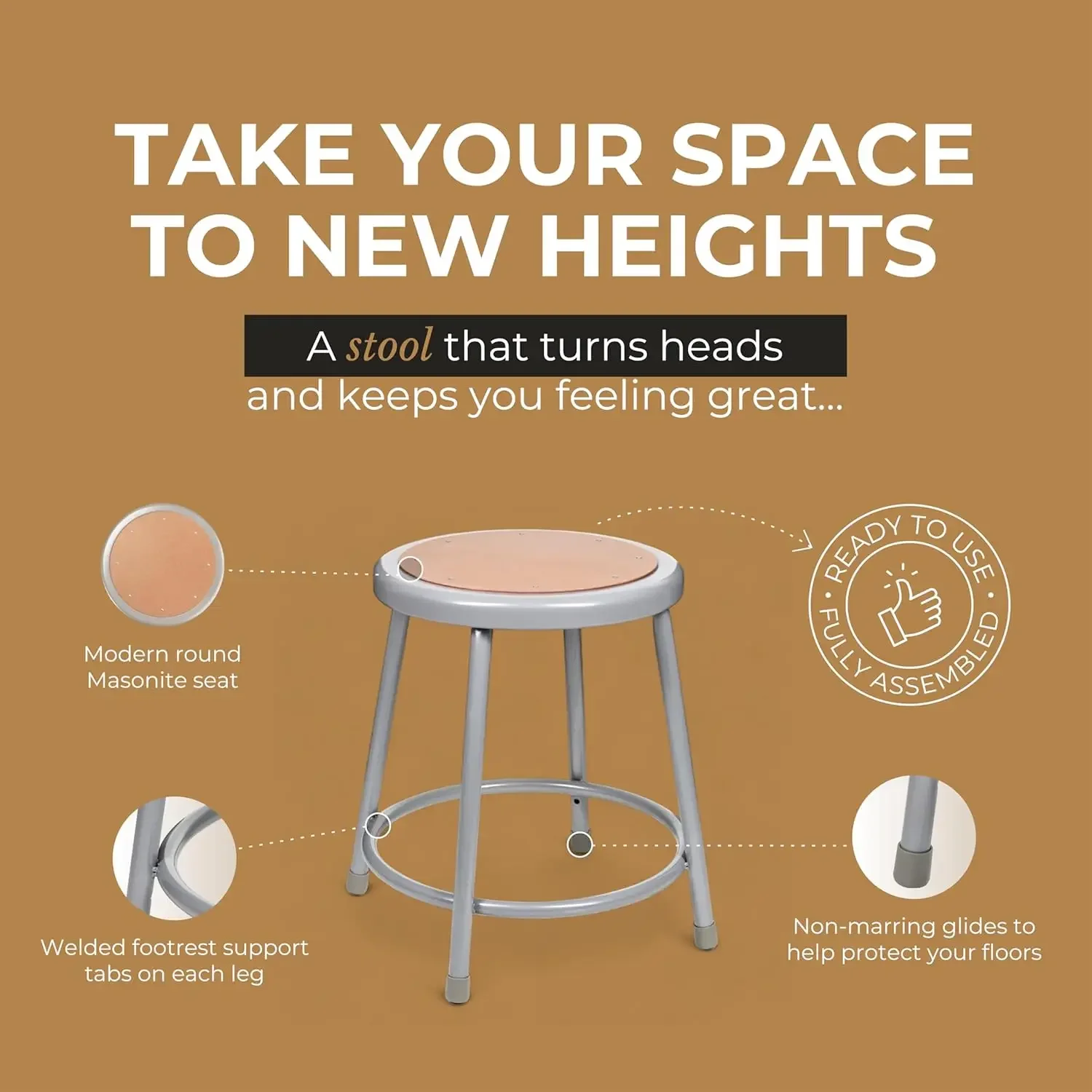 Banqueta de loja cinza OEF Furnishings, 18”, sem necessidade de montagem