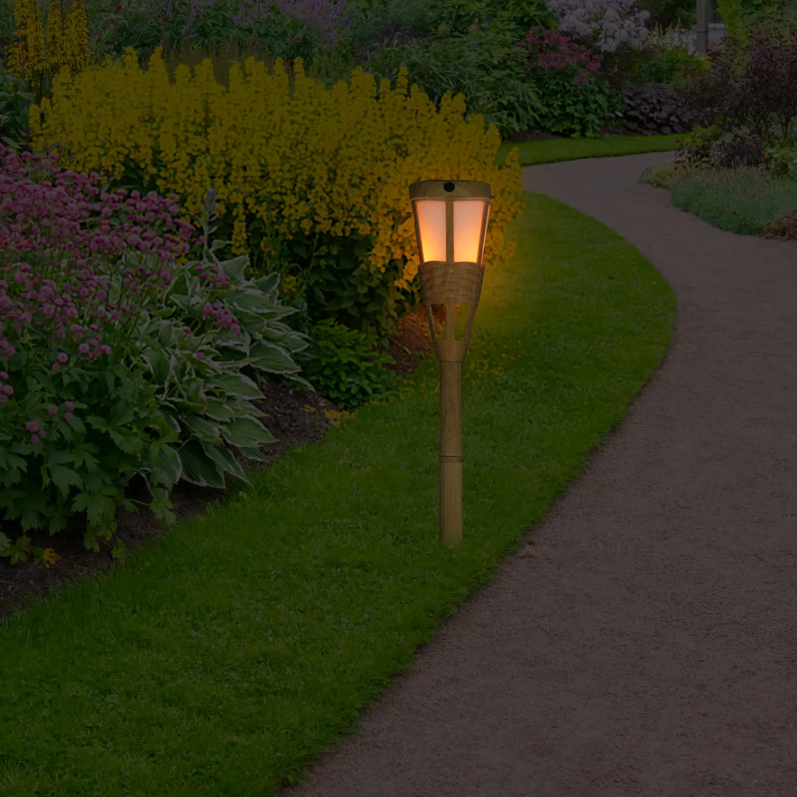 الطاقة الشمسية الأرض ضوء مصباح الحديقة الزينة الإبداعية الراتنج الشعلة الطاقة الشمسية في الهواء الطلق ديكورات للباحة لهب الخفقان الخفيفة