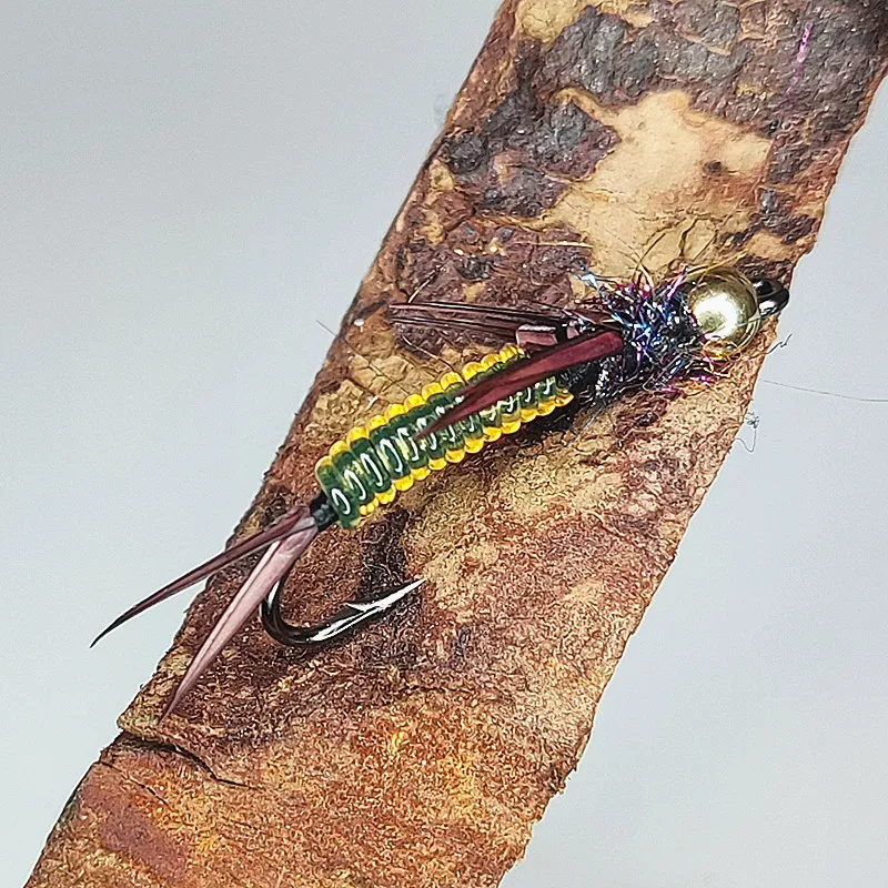 5 قطع/صندوق طعوم يطير اليرقات الحجرية - تصميم واقعي، غرق بطيء، ذباب صيد السمك، سمك السلمون المرقط وغيرها من المياه العذبة والمياه المالحة