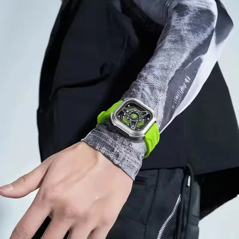 Mark Fairwhale 5740 reloj deportivo de cuarzo para hombre, relojes con esfera cuadrada fresca, correa de silicona resistente al agua, reloj luminoso, reloj de pulsera para hombre