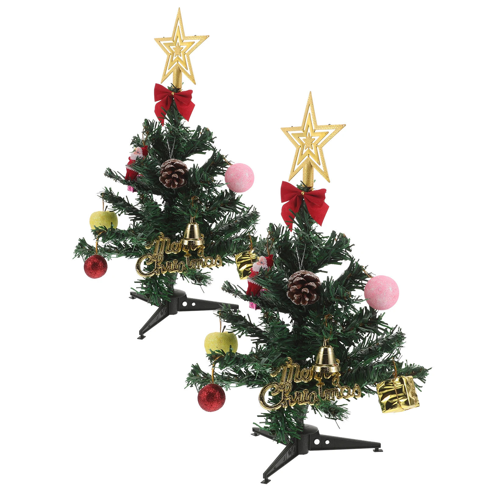 

2Sets Mini Xmas Trees Artificial Pine Tabletop Decorations DIY Holiday Craft Desktop Small Christmas Trees for Office Home
