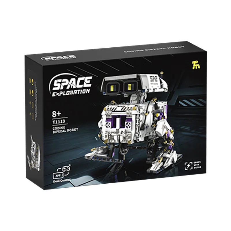 EM ESTOQUE T1119 MOC Blocos de Construção de Robô RC com Programação Técnica, Brinquedos para Crianças, Conjunto de Presentes de Natal