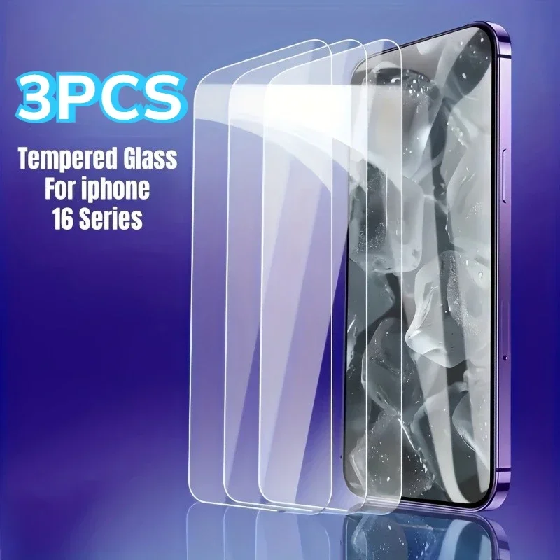 3 Packungen gehärtetes Glas Displayschutzfolie für iPhone 16 15 Pro Max 13 12 Mini-Telefonglas für iPhone 14 11 Pro 7 8Plus XR XS Glas