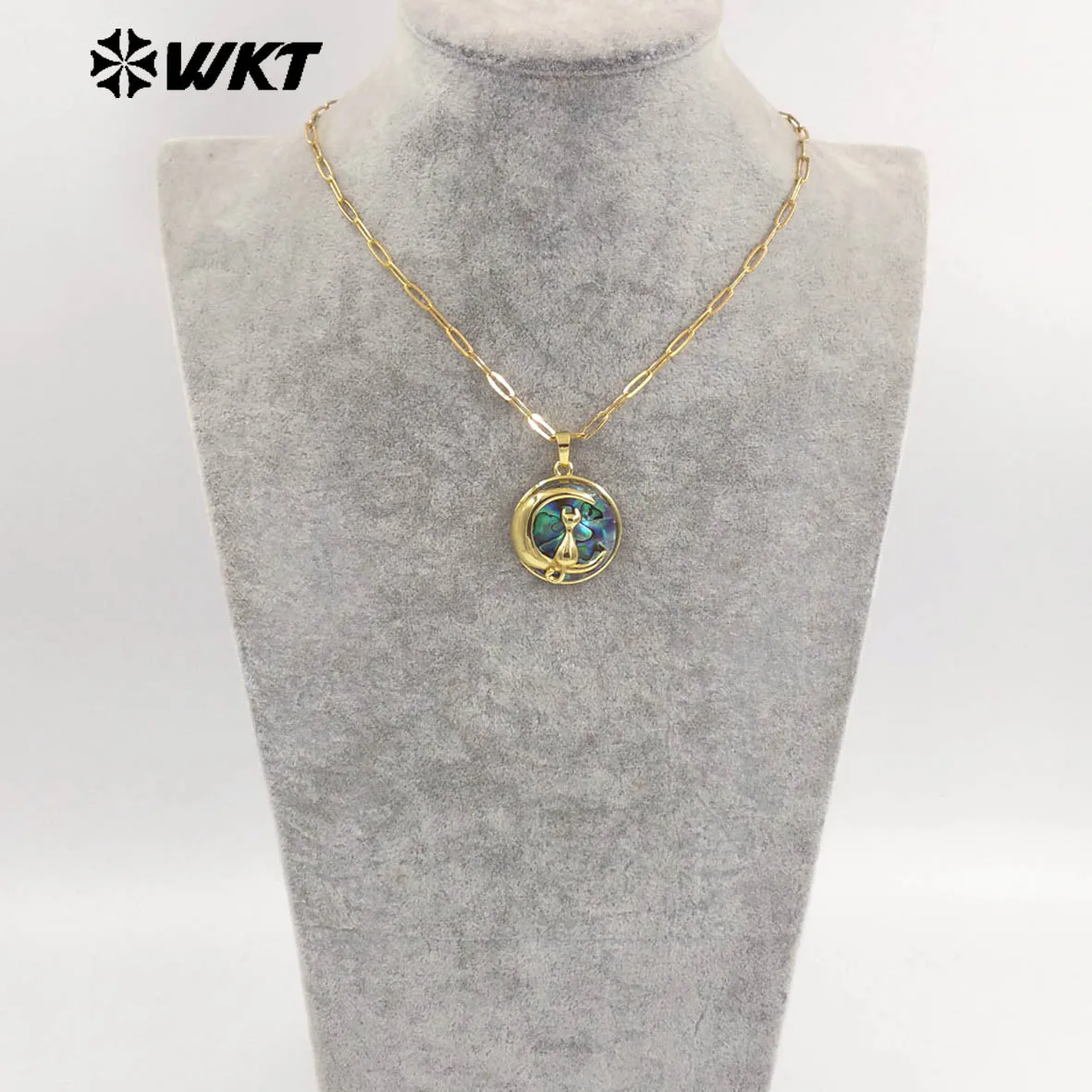 WT-JN332 Newest Design Abalone Shell 18 inch Necklace Round Shape With 18k Gold Plated  For Women  Daily ACC