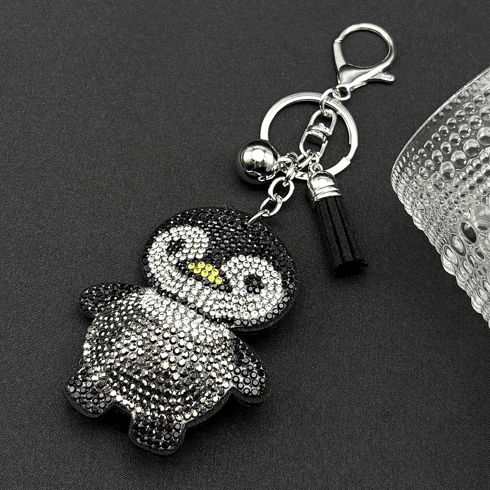 Lovely Penguin Animal Bag Hanging For Women Men Tassel Full Blingbling Crystal Ocean Sea Style Keyring Handbag Jewelry Gifts