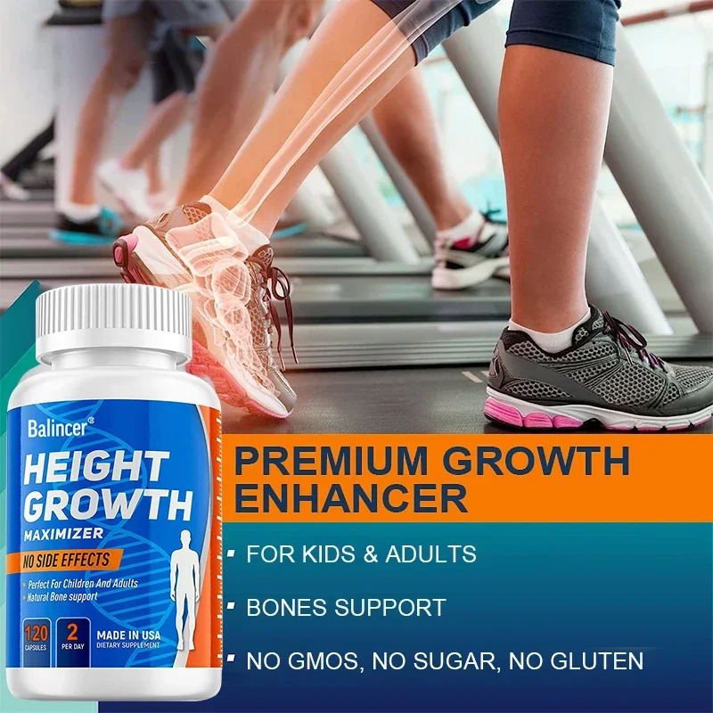 Growth Capsules Height Growth Maximizer for Bone Strength Made in USA Natural Height Increase Supplement