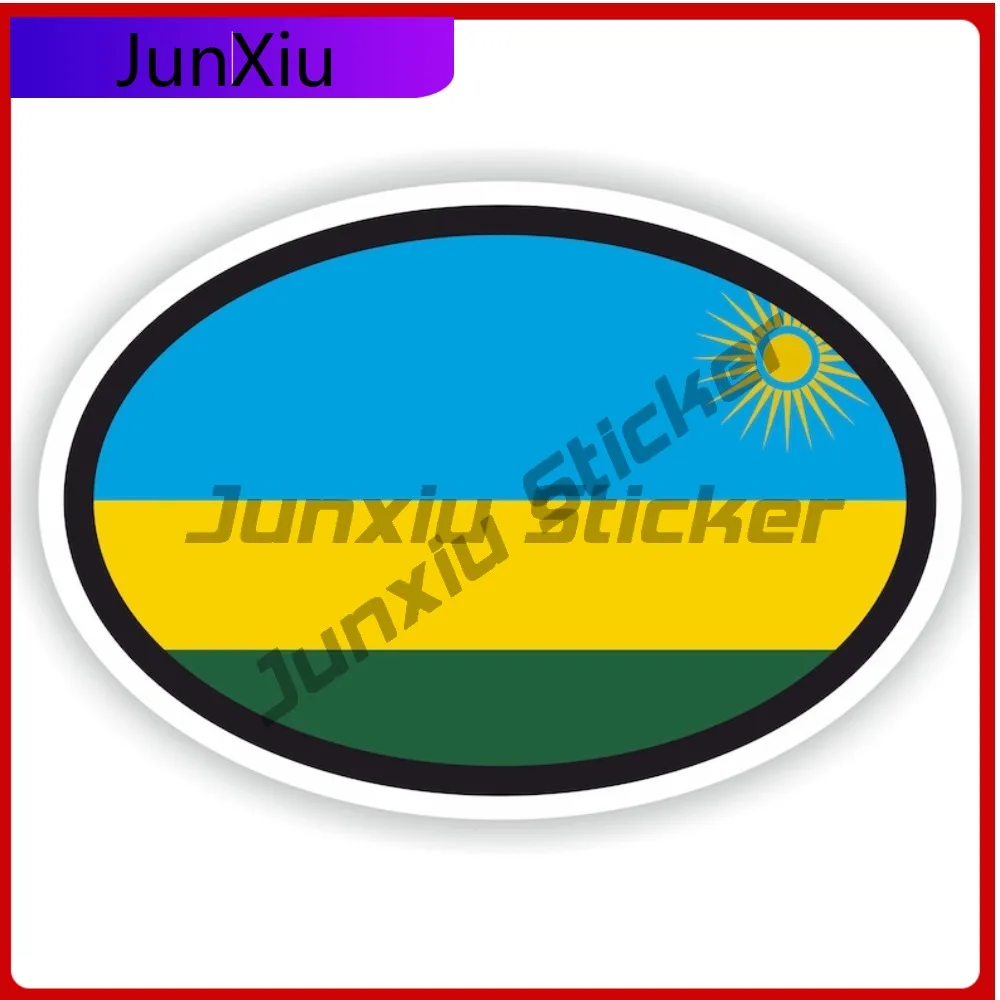 

Rwanda Flag Oval Sticker Anti Scratch Exterior Waterproof Decals For Motorcycle Suv Window Car Sticker Cover Scratch Accessories