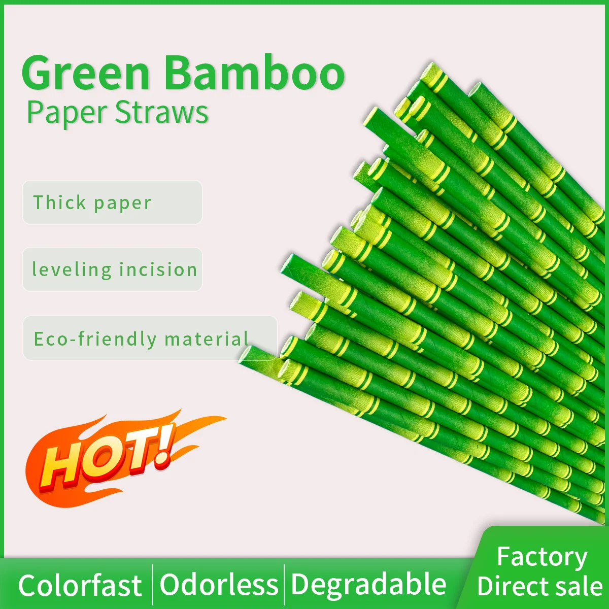 

2,000 Disposable Green Bamboo Paper Straws - Party Companions for Juice, Coffee, and Drinks