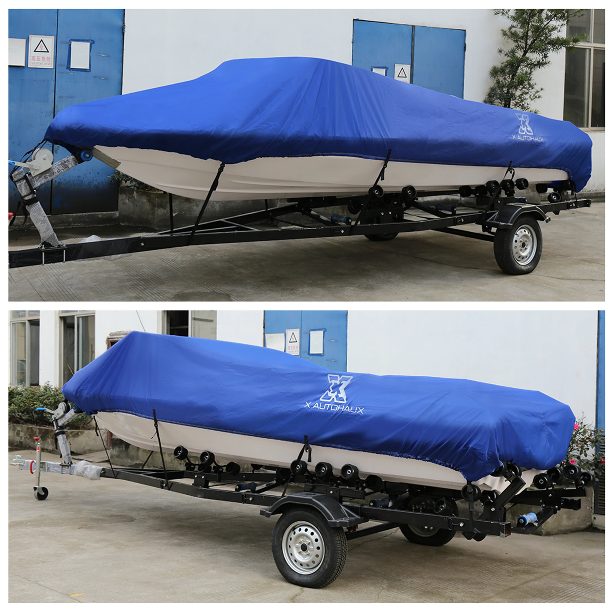 

Motoforti 14-16ft 90" 300D Polyester Boat Cover Waterproof Blue V-Hull Protector