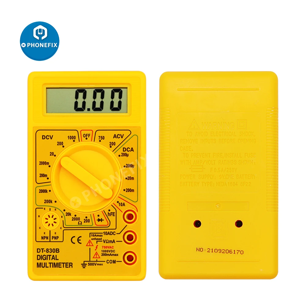 Mini Digital Display Multimeter 750/1000V High Safety Handheld Ohm Tester With Probe for Current DC Voltage AC Diode Check HFE