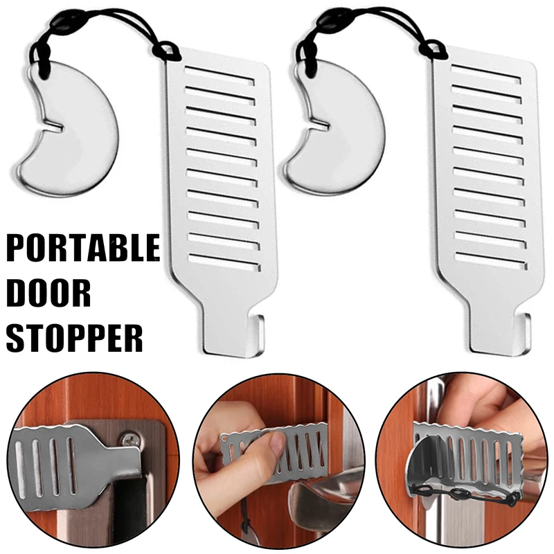 Safety Anti-theft Door Blocker Portable 8cm Stainless Steel Safe Security Tool For Home Privacy Hotel Travel Door Lock Stopper
