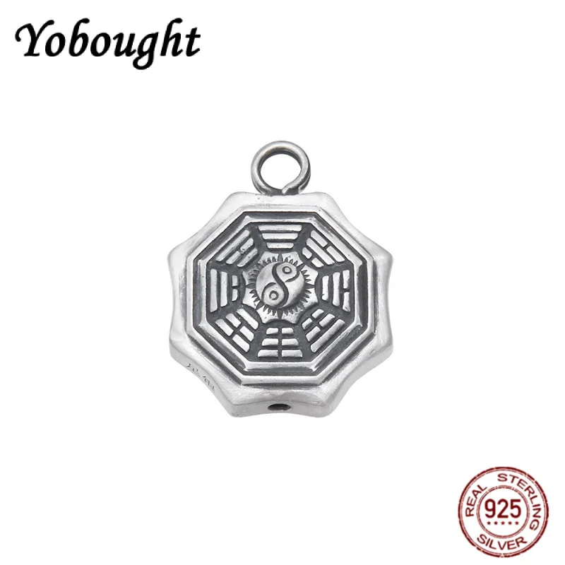 

new 999 Pure Silver Retro Matte Feng Shui Bagua Personalized Silver Pendant