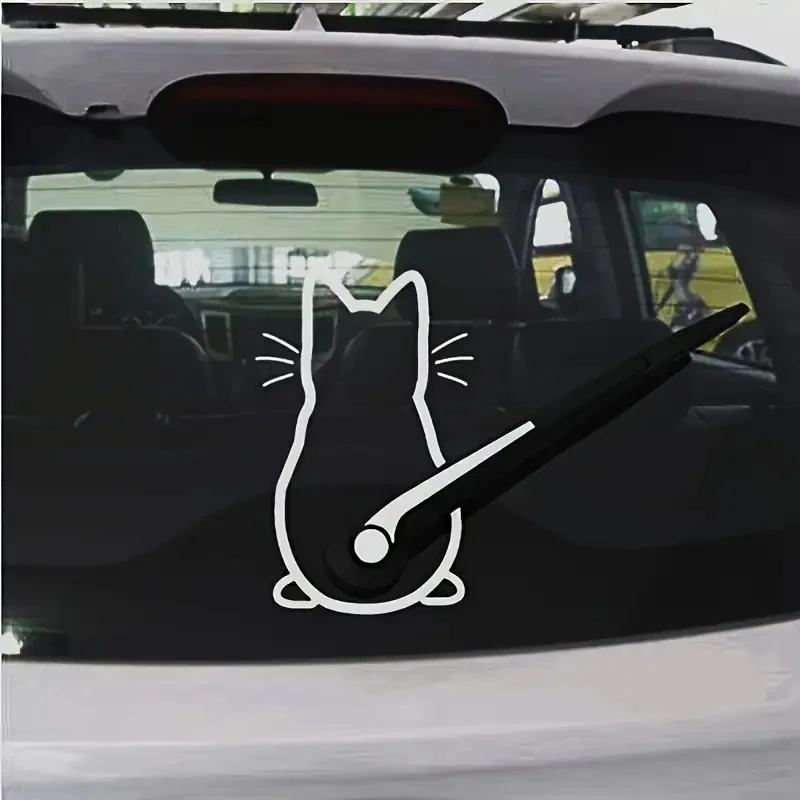 DS98# Cute Cat Car Window Sticker Waterproof Decoration with PVC for Universal Car