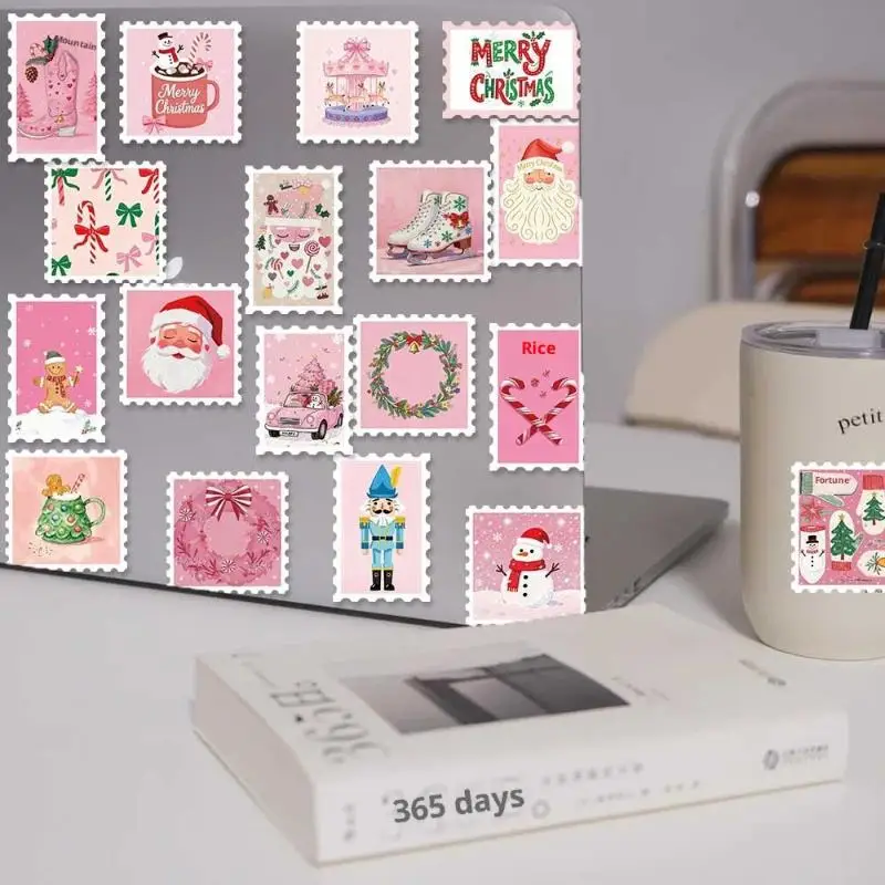 50 adesivi per timbri natalizi, decalcomanie per laptop, album, skateboard, casco, chitarra, adesivi estetici creativi fai da te
