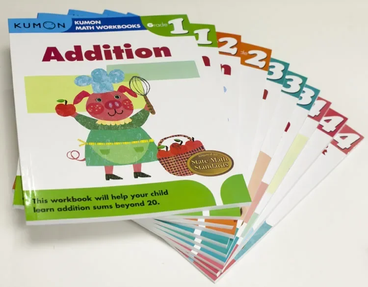 

10 Book Kumon Calculation Math Workbooks English Book Math Problems Exercises Teaching Books G1-g4 For Age 6-10 Years new